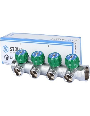 Коллектор регулирующий STOUT 1", 4 вых. 3/4" ЕК