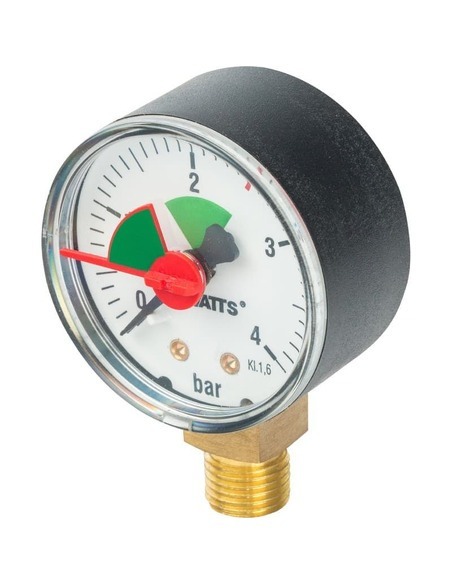 Манометр Watts F+R201 MRP 50 мм, 1/4", 0-4 бар, радиальный с указателем предела