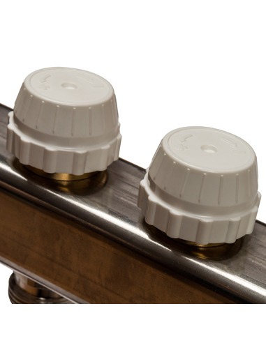 Коллектор STOUT из нержавеющей стали с расходомерами 8 вых. с воздухоотводчиком и сливом