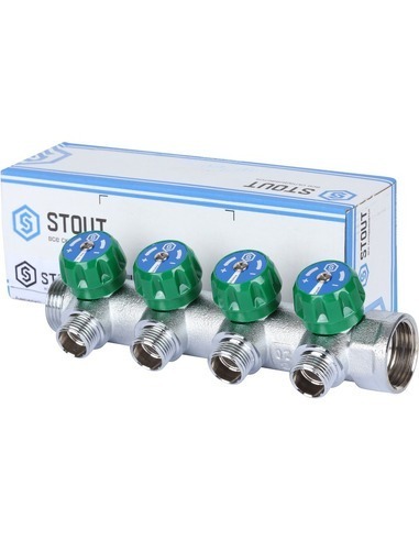 Коллектор регулирующий STOUT 3/4", 4 вых. 1/2"