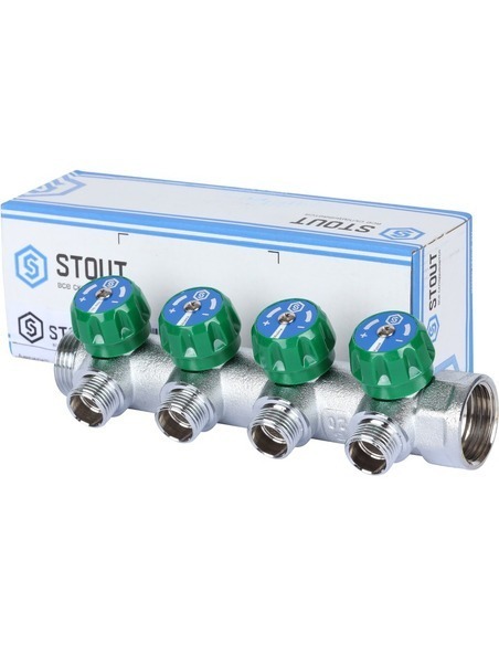 Коллектор регулирующий STOUT 3/4", 4 вых. 1/2"