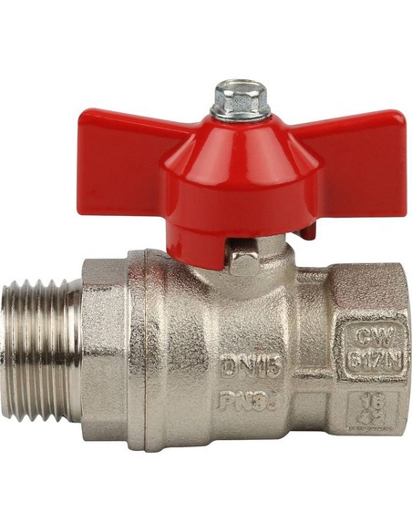 Кран шаровой STOUT стандартнопроходной 1/2" ВР-НР (бабочка)