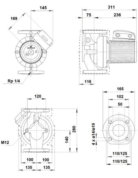Насос циркуляционный Grundfos UPS 50-120 F