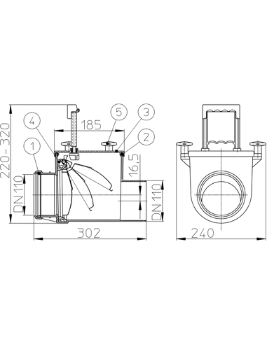 Затвор канализационный HL710.1 Ø110
