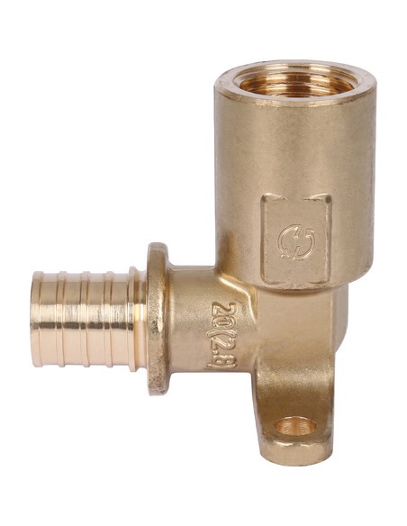 Угольник с креплением STOUT 20x1/2" ВР удлинённый для труб из сшитого полиэтилена