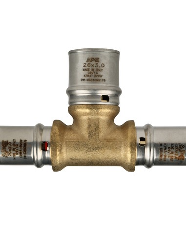 Тройник переходной STOUT 20x26x20 для металлопластиковых труб пресс