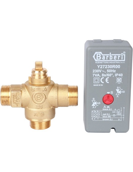 Клапан трехходовой зональный STOUT 3/4" НР с сервоприводом 230V, Kvs 8