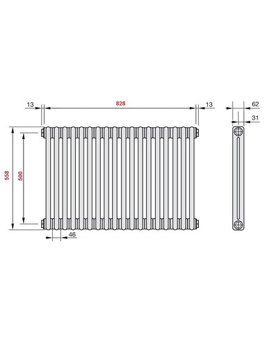 Радиатор трубчатый Zehnder Charleston 2056/18 1270/7610 1/2" RAL9016 (кроншт. в компл.)