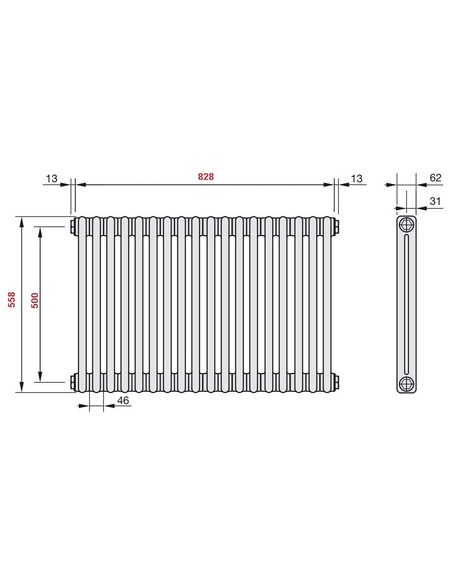 Радиатор трубчатый Zehnder Charleston 2056/18 1270/7610 1/2" RAL9016 (кроншт. в компл.)