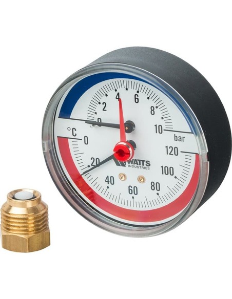 Термоманометр Watts F+R818 TMAP 80 мм, 0-120ºС, 0-10 бар аксиальный