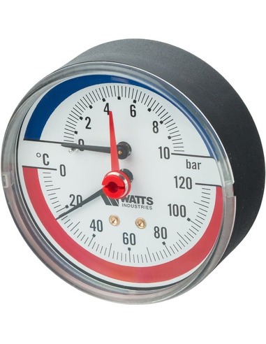 Термоманометр Watts F+R818 TMAP 80 мм, 0-120ºС, 0-10 бар аксиальный
