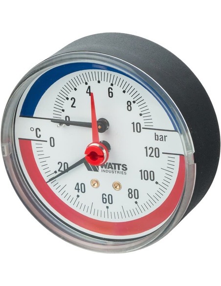 Термоманометр Watts F+R818 TMAP 80 мм, 0-120ºС, 0-10 бар аксиальный