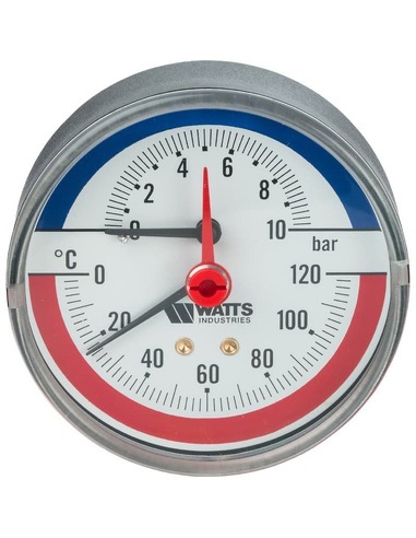 Термоманометр Watts F+R818 TMAP 80 мм, 0-120ºС, 0-10 бар аксиальный