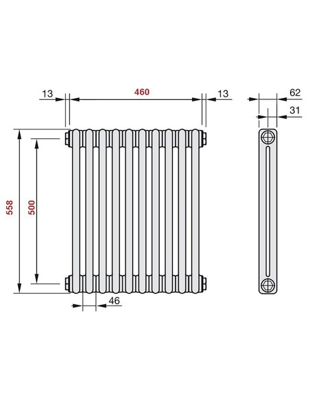 Радиатор трубчатый Zehnder Charleston 2056/10 1270/7610 1/2" RAL9016 (кроншт. в компл.)