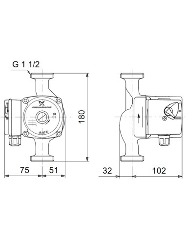 Насос циркуляционный Grundfos UPS 25-40 180