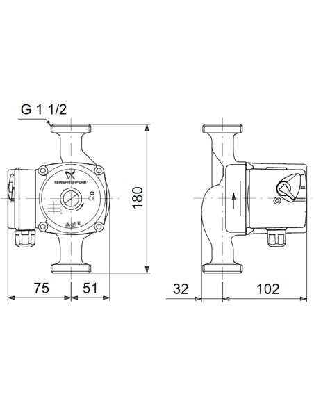 Насос циркуляционный Grundfos UPS 25-40 180