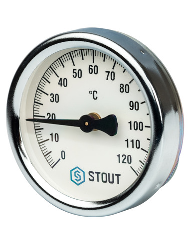 Термометр биметаллический STOUT 63 мм, 0-120ºС накладной