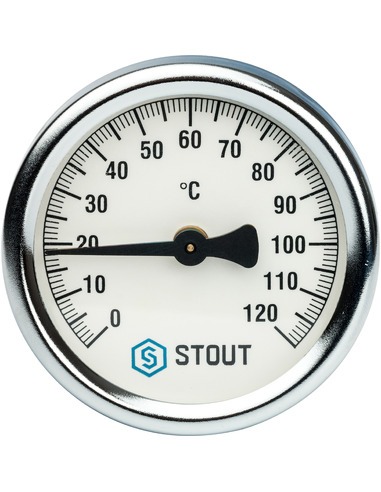 Термометр биметаллический STOUT 63 мм, 0-120ºС накладной
