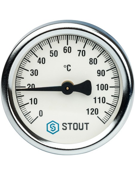 Термометр биметаллический STOUT 63 мм, 0-120ºС накладной