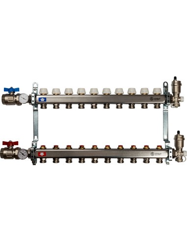 Коллектор STOUT из нержавеющей стали в сборе без расходомеров 10 вых.