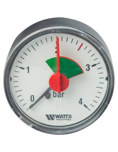 Манометр Watts F+R101 MAL 50 мм, 1/4", 0-4 бар, аксиальный с указателем предела