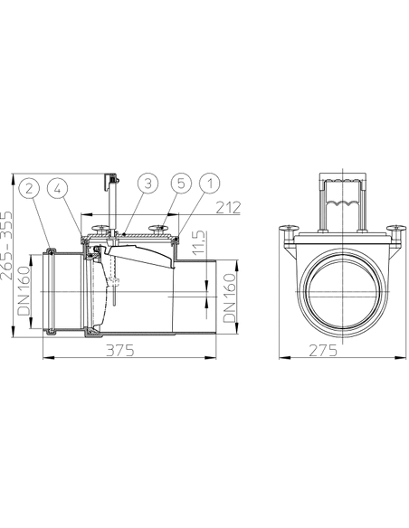 Затвор канализационный HL715.1 Ø160