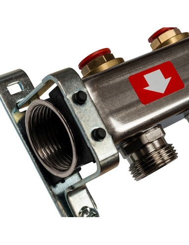 Коллектор STOUT из нержавеющей стали без расходомеров 5 вых. с воздухоотводчиком и сливом