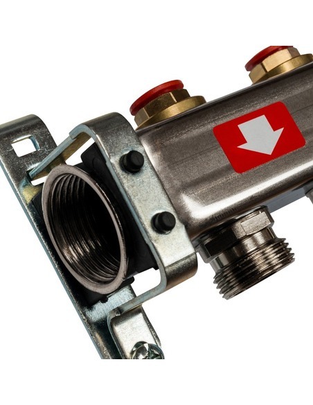 Коллектор STOUT из нержавеющей стали без расходомеров 5 вых. с воздухоотводчиком и сливом