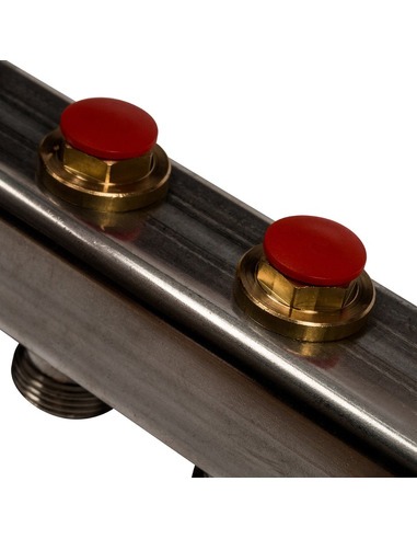 Коллектор STOUT из нержавеющей стали без расходомеров 5 вых. с воздухоотводчиком и сливом