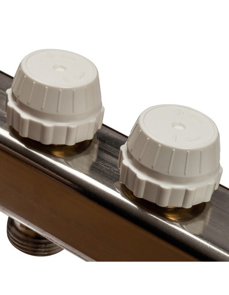 Коллектор STOUT из нержавеющей стали без расходомеров 5 вых. с воздухоотводчиком и сливом