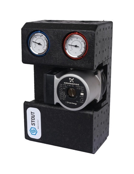 Насосная группа STOUT с прямым контуром 3/4" с насосом Grundfos UPSO 15-65 130