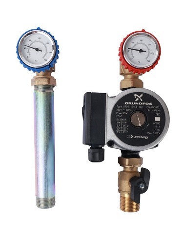 Насосная группа STOUT с прямым контуром 3/4" с насосом Grundfos UPSO 15-65 130