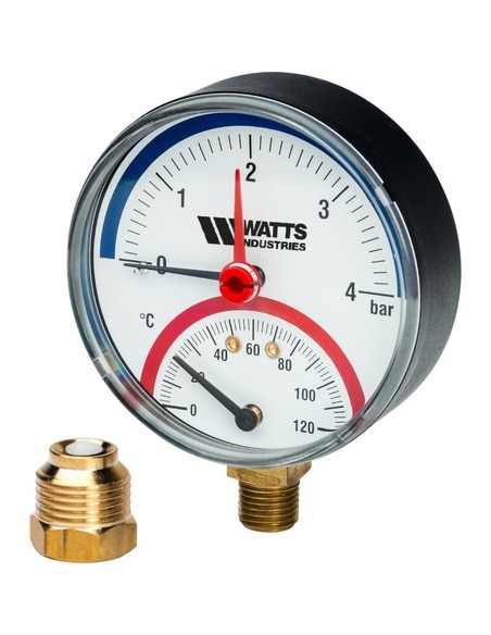 Термоманометр Watts F+R828 TMRP 80 мм, 0-120ºС, 0-4 бар радиальный