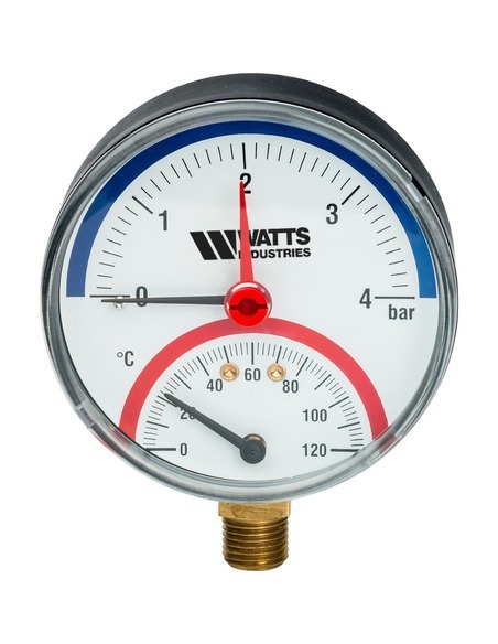 Термоманометр Watts F+R828 TMRP 80 мм, 0-120ºС, 0-4 бар радиальный