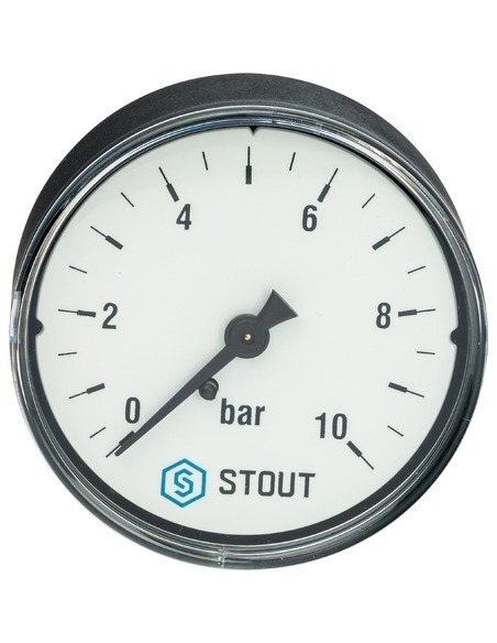 Манометр STOUT 63 мм, 1/4", 0-10 бар, аксиальный Манометр STOUT 63 мм, 1/4", 0-10 бар, аксиальный