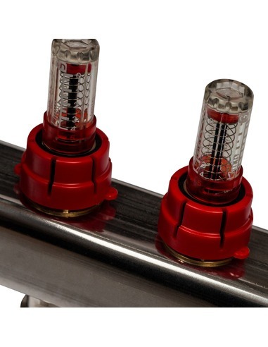 Коллектор STOUT из нержавеющей стали с расходомерами 3 вых. с воздухоотводчиком и сливом