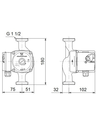 Насос циркуляционный Grundfos UPS 25-60 180