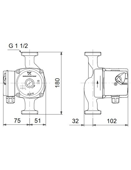 Насос циркуляционный Grundfos UPS 25-60 180