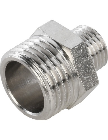 Ниппель переходной никелированный STOUT 1/2"х1/4" НР
