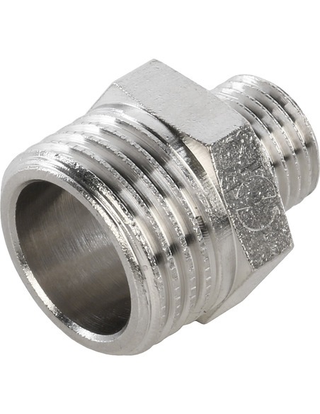 Ниппель переходной никелированный STOUT 1/2"х1/4" НР