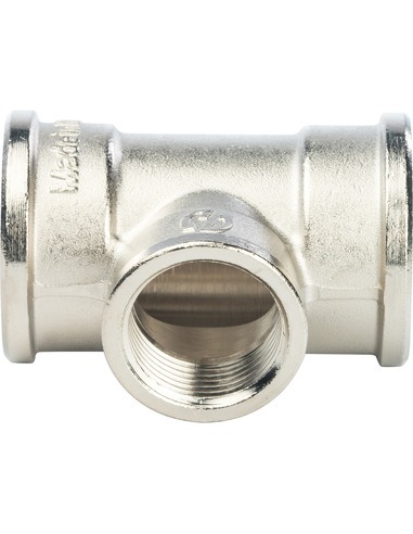 Тройник переходной никелированный STOUT 1"х3/4"х1" ВР