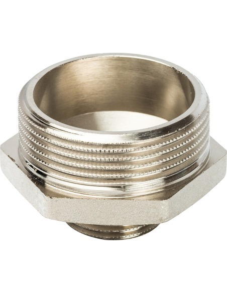 Ниппель переходной никелированный STOUT 1 1/2"х3/4" НР