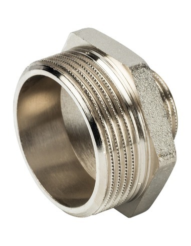 Ниппель переходной никелированный STOUT 1 1/2"х3/4" НР