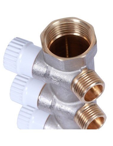 Коллектор распределительный STOUT 1", 4 вых. 1/2" плоское уплотнение