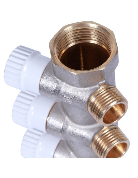 Коллектор распределительный STOUT 1", 4 вых. 1/2" плоское уплотнение