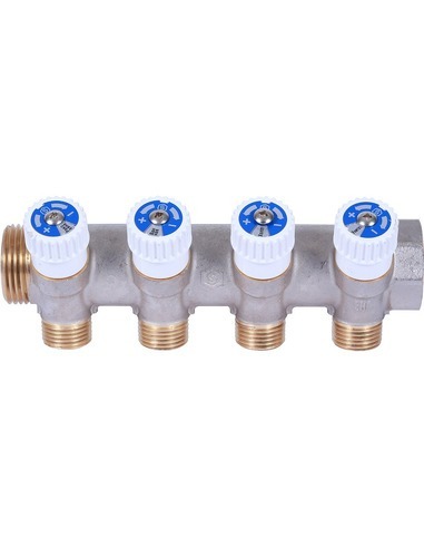 Коллектор распределительный STOUT 1", 4 вых. 1/2" плоское уплотнение