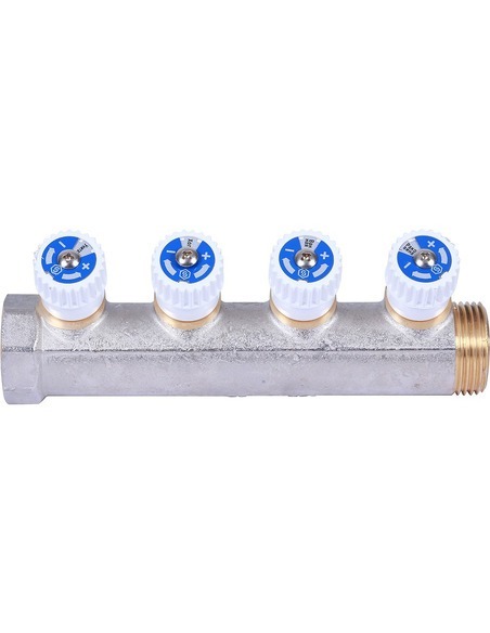 Коллектор распределительный STOUT 1", 4 вых. 1/2" плоское уплотнение