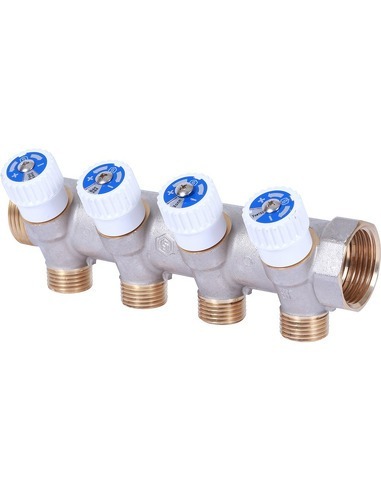 Коллектор распределительный STOUT 1", 4 вых. 1/2" плоское уплотнение