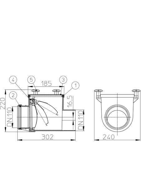 Затвор канализационный HL710 Ø110