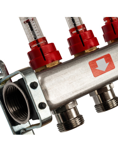 Коллектор STOUT из нержавеющей стали с расходомерами 12 вых.